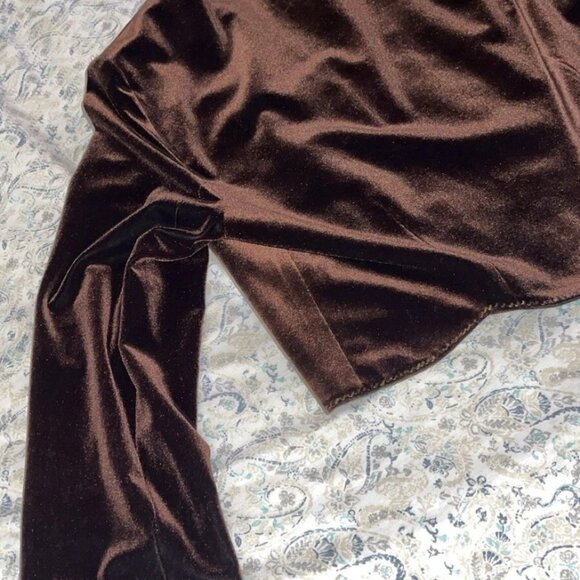 Size 12 Brown Velvet Adrianna Papell Blazer Jacket - Picture 14 of 15